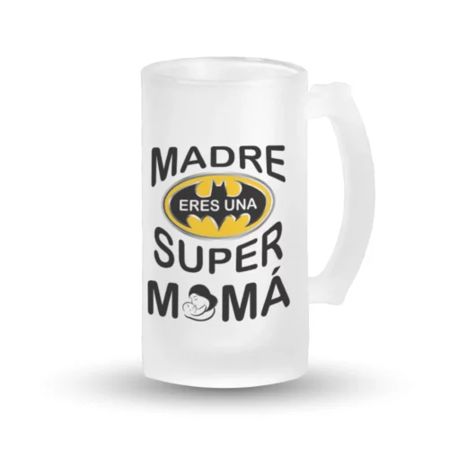 Jarra Cerveza - Madre eres una super mamá negro