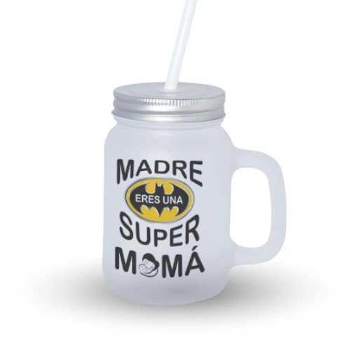 Jarra Pajita Madre - Madre eres una super mamá (Negro)